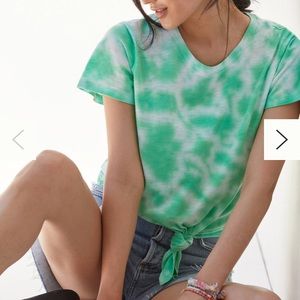 Sanctuary Green Tie-dye Tie-Hem Tee